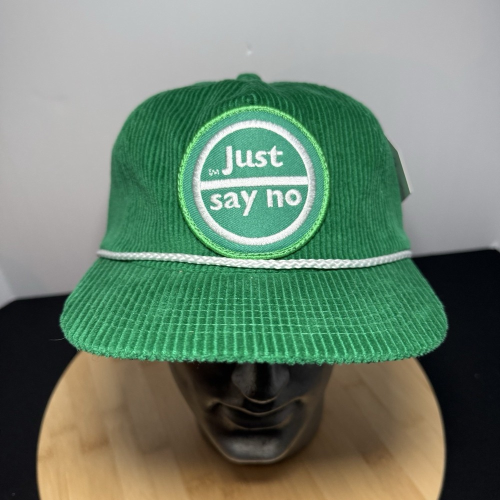 Snag Collective Just Say No Hat Corduroy Snapback Trucker Hat Green NWT